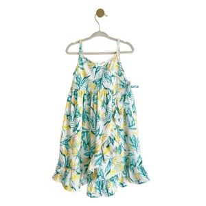 Tommy Bahama Kids 4T Ruffle Dress with Green and Yellow Leaf Print - Like New